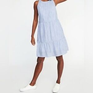 Old Navy Light Blue Tiered Midi Dress